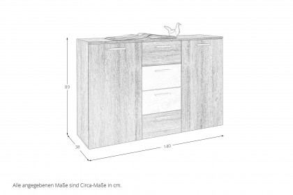 Bravo-Aschau von POL Power - Kommode 2 Türen + 4 Schubladen Mauvella Oak