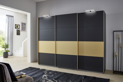 Dubai von Wimex - Schwebetürenschrank grafit/ goldfarben