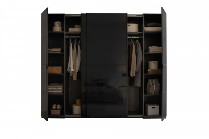 Mufo von SchlafKONTOR - Schrank mit Schwebe- und Drehtüren graphit - Grauglas