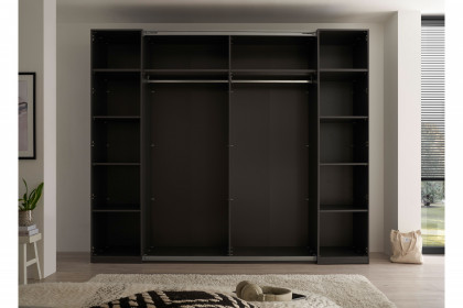Mufo von SchlafKONTOR - Schrank mit Schwebe- und Drehtüren graphit - Grauglas