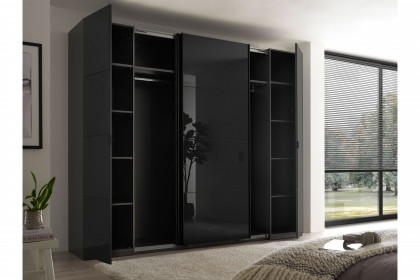 Mufo von SchlafKONTOR - Schrank mit Schwebe- und Drehtüren graphit - Grauglas