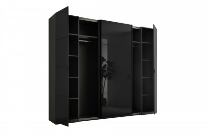 Mufo von SchlafKONTOR - Schrank mit Schwebe- und Drehtüren graphit - Grauglas