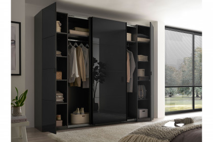 Mufo von SchlafKONTOR - Schrank mit Schwebe- und Drehtüren graphit - Grauglas