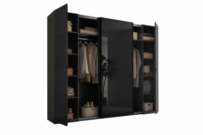 Mufo von SchlafKONTOR - Schrank mit Schwebe- und Drehtüren graphit - Grauglas