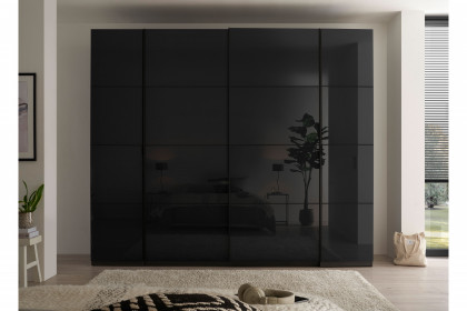 Mufo von SchlafKONTOR - Schrank mit Schwebe- und Drehtüren graphit - Grauglas