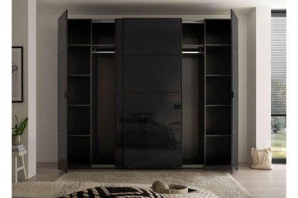 Mufo von SchlafKONTOR - Schrank mit Schwebe- und Drehtüren graphit - Grauglas