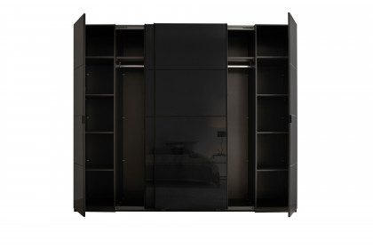 Mufo von SchlafKONTOR - Schrank mit Schwebe- und Drehtüren graphit - Grauglas