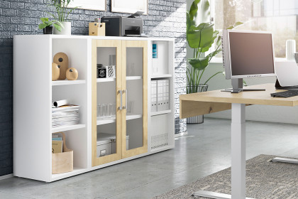 Big Profi Office von Mäusbacher - Sideboard-Kombination in Weiß & Birke NB