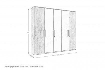 Danao von SchlafKONTOR - 5-türiger Kleiderschrank Mauvella Eiche - kashmir