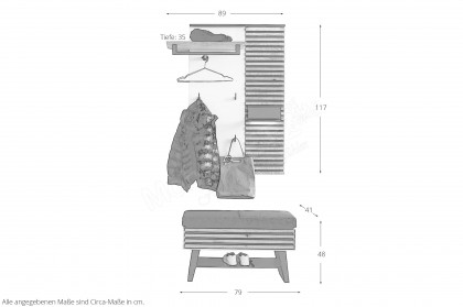 Yonna aus der SCHÖNER WOHNEN-Kollektion - Garderobe Kerneiche natur gebürstet/ Lack weiß