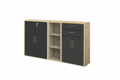 Big Profi Office von Mäusbacher - Highboard in Birke Nachbildung & Anthrazit