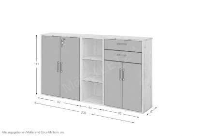 Big Profi Office von Mäusbacher - Highboard in Birke Nachbildung & Anthrazit