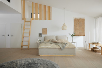 SC200 von Musterring - Polsterbett beige mit Bettkasten