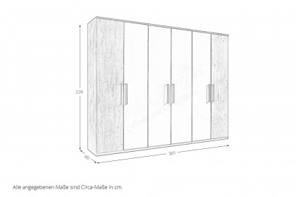 Danao von SchlafKONTOR - Kleiderschrank 6-türig Eiche Mauvella - kashmir
