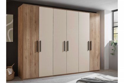 Danao von SchlafKONTOR - Kleiderschrank 6-türig Eiche Mauvella - kashmir