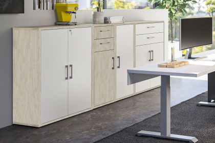Big Profi Office von Mäusbacher - Highboard in Birke Nachbildung & Ice White