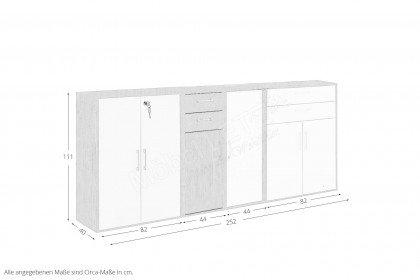 Big Profi Office von Mäusbacher - Highboard in Birke Nachbildung & Ice White