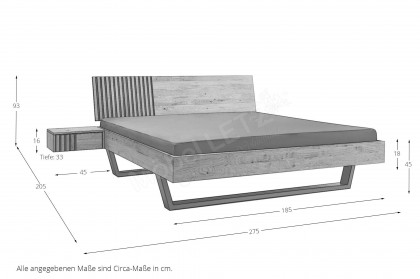 Manhattan-sleeping von Nature Living - Doppelbett mit Hängekonsolen Eiche