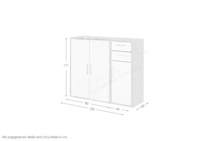 Big Profi Office von Mäusbacher - kleines Highboard in Birke NB & Ice White supermatt