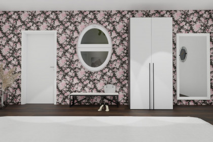 Longline von JUTZLER - Drehtürenschrank schmal 2-türig schwarz - Glas weiß