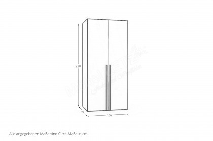 Longline von JUTZLER - Drehtürenschrank schmal 2-türig schwarz - Glas weiß