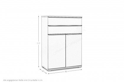Rubin von Staud - Highboard sandfarben mit Schubkästen & Türen