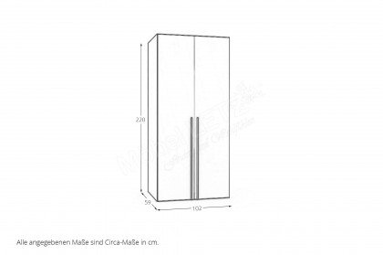 Longline von JUTZLER - Kleiderschrank ca. 100 cm breit schwarz - Glas weiß