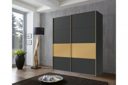 Dubai von Wimex - Schrank 2-türig grafit mit goldfarbener Absetzung
