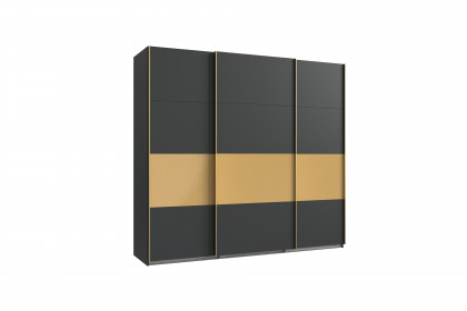 Dubai von Wimex - Kleiderschrank grafitgrau/ goldfarbig, Breite 225