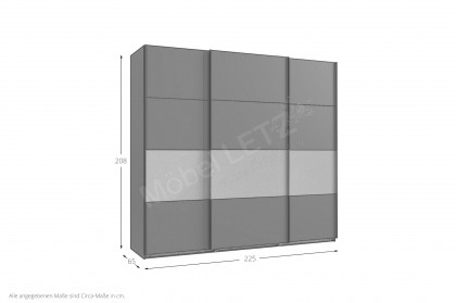 Dubai von Wimex - Kleiderschrank grafitgrau/ goldfarbig, Breite 225