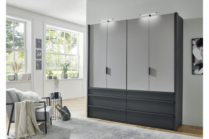 Oxford von Wimex - Kombikleiderschrank mit Falttüren graphit/ saharagrau