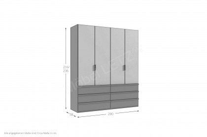 Oxford von Wimex - Kombikleiderschrank mit Falttüren graphit/ saharagrau