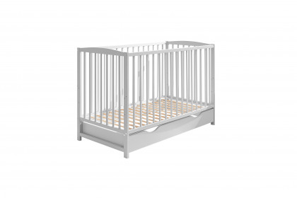 Teffy von BEGABINO - Babybett weiß mit Schubkasten + Umbauseite
