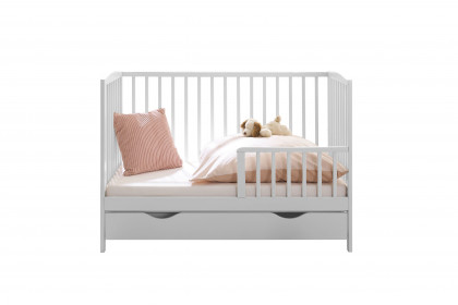 Teffy von BEGABINO - Babybett weiß mit Schubkasten + Umbauseite