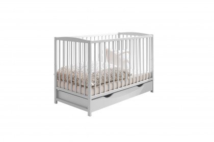 Teffy von BEGABINO - Babybett weiß mit Schubkasten + Umbauseite