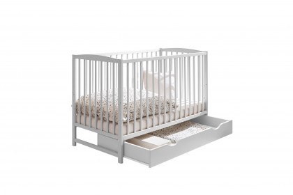 Teffy von BEGABINO - Babybett weiß mit Schubkasten + Umbauseite