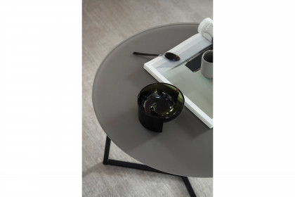 Connect-living von SCHÖNER WOHNEN - Couchtisch S411 Glas taupe/ Metall anthrazit