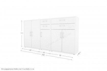 Big Profi Office von Mäusbacher - kleines Sideboard in Ice White supermatt