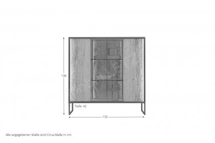 Yola von SCHÖNER WOHNEN - Highboard 6134 Kerneiche natur/ Metall