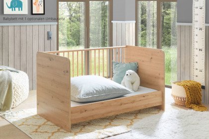 Birta von BEGABINO - Babybett Eiche Artisan Nachbildung