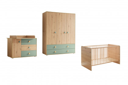 Birta von BEGABINO - Babyzimmer-Set Eiche Artisan - salbeigrün