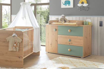 Birta von BEGABINO - Babyzimmer-Set Eiche Artisan - salbeigrün