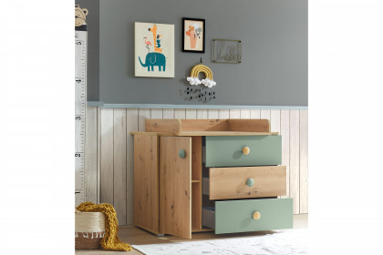 Birta von BEGABINO - Babyzimmer-Set Eiche Artisan - salbeigrün