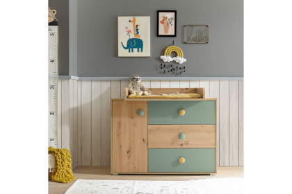 Birta von BEGABINO - Babyzimmer-Set Eiche Artisan - salbeigrün