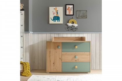 Birta von BEGABINO - Babyzimmer-Set Eiche Artisan - salbeigrün