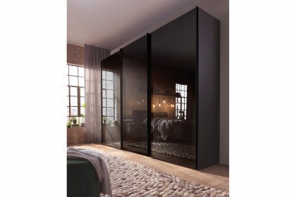 Presto-E von Nolte - Schwebetürenschrank mit Zubehör basalt-Basaltglas