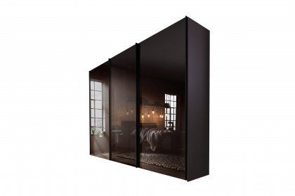 Presto-E von Nolte - Schwebetürenschrank mit Zubehör basalt-Basaltglas