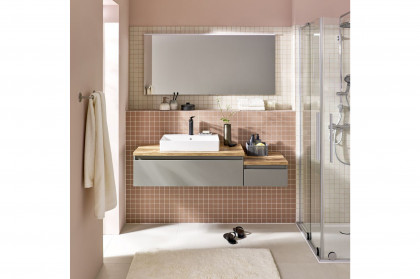 Stockholm von SCHÖNER WOHNEN - Badezimmer in Betongrün/ Hunton Eiche