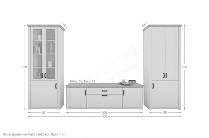 Move-living von Wehrsdorfer - Wohnwand in Lack weiß, dreiteilig