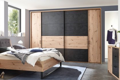 Spiez von SchlafKONTOR - Schrank mit Passepartout & Dämpfung Eiche - schwarz
